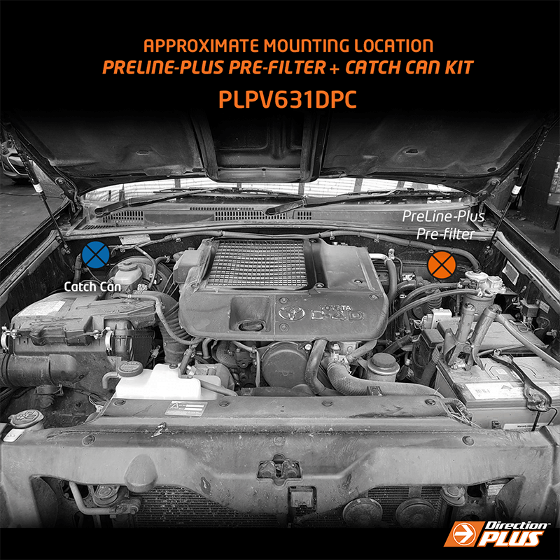 Toyota Prado 150 / 155 Series PreLine-Plus Pre-Filter + ProVent Catch Can Kit (PLPV631DPC) - Direction Plus