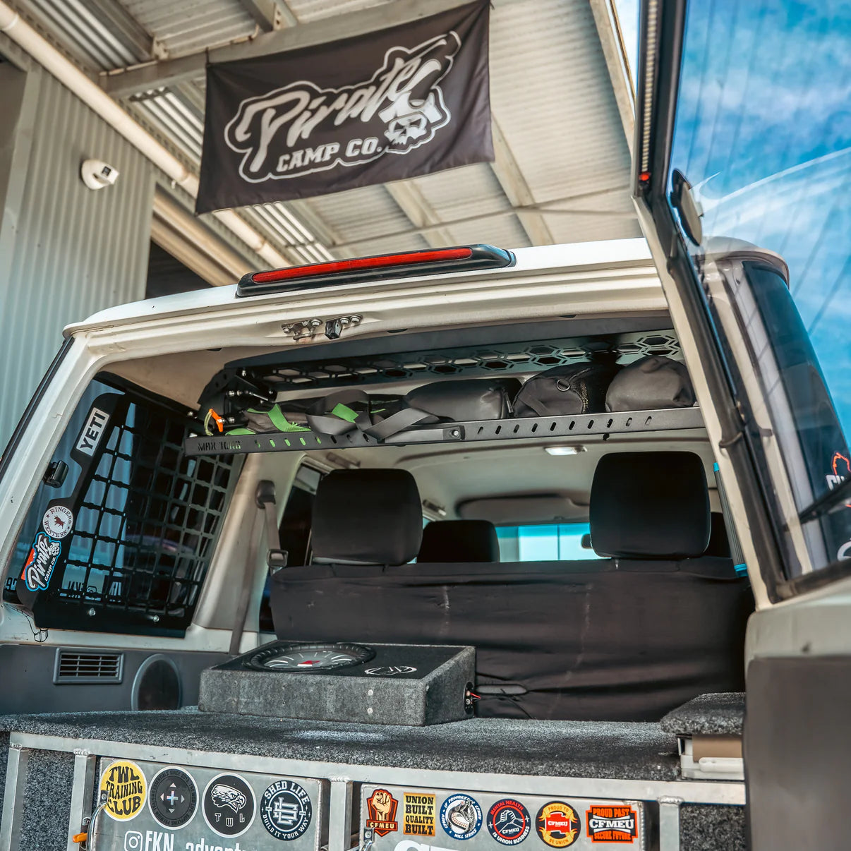 Toyota LandCruiser LC76 Drop Down Rear Roof Parcel Shelf - Pirate Camp Co